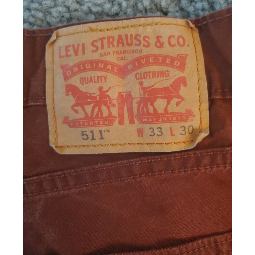 Levi's 511 Slim Fit Men's Pants 33x30 Terracotta Burnt Orange Rust Red Cotton - Picture 3 of 16